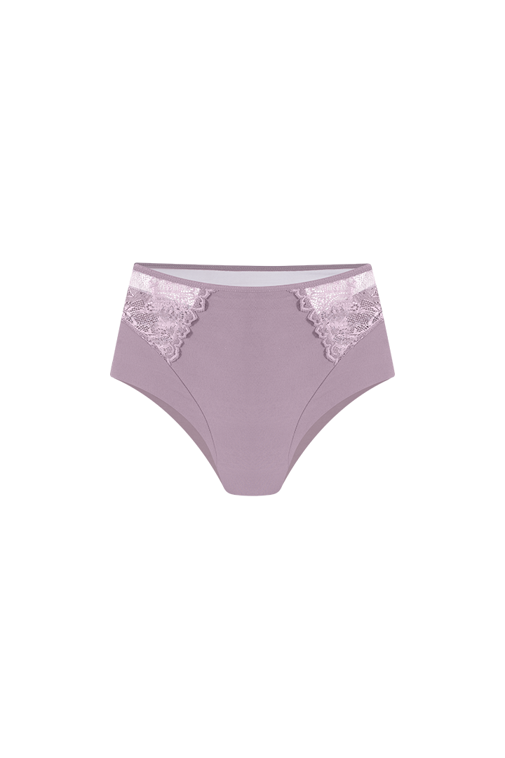 Panty hipster Diane&Geordi tiro alto en encaje y microfibra de lujo, color rosa